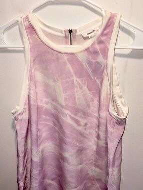 Helmut Lang Lavender and Cream Marble Silk Tank Top
